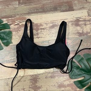 Xhilaration Juniors' Lace-Up Longline Bralette Bikini Top Black
